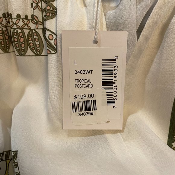 NWT Ecru Bellucci Tropical Postcard Bar Detail Animal Print Indie Ruffle Top-L - Picture 15 of 16